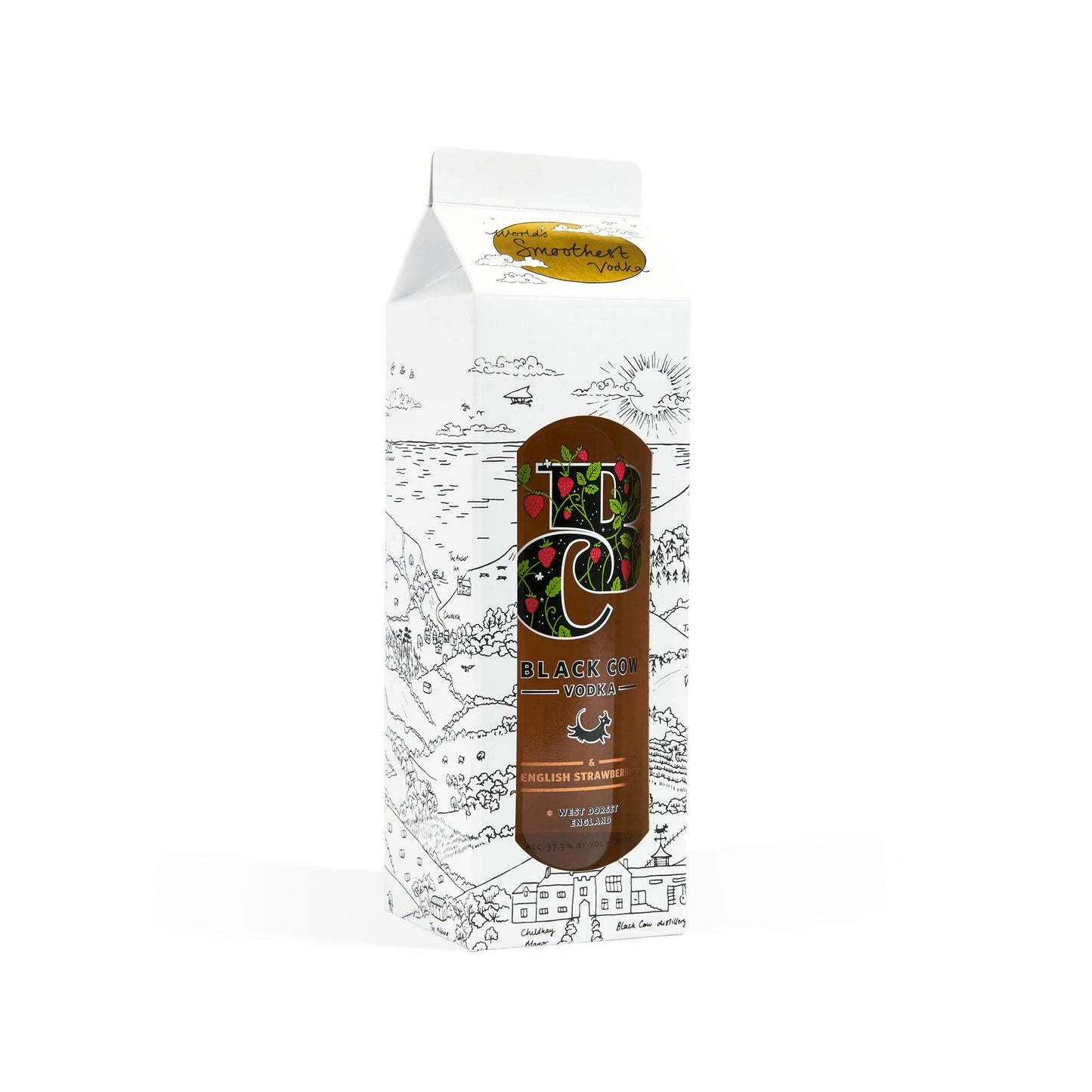 70cl Black Cow & English Strawberries in Milk Carton